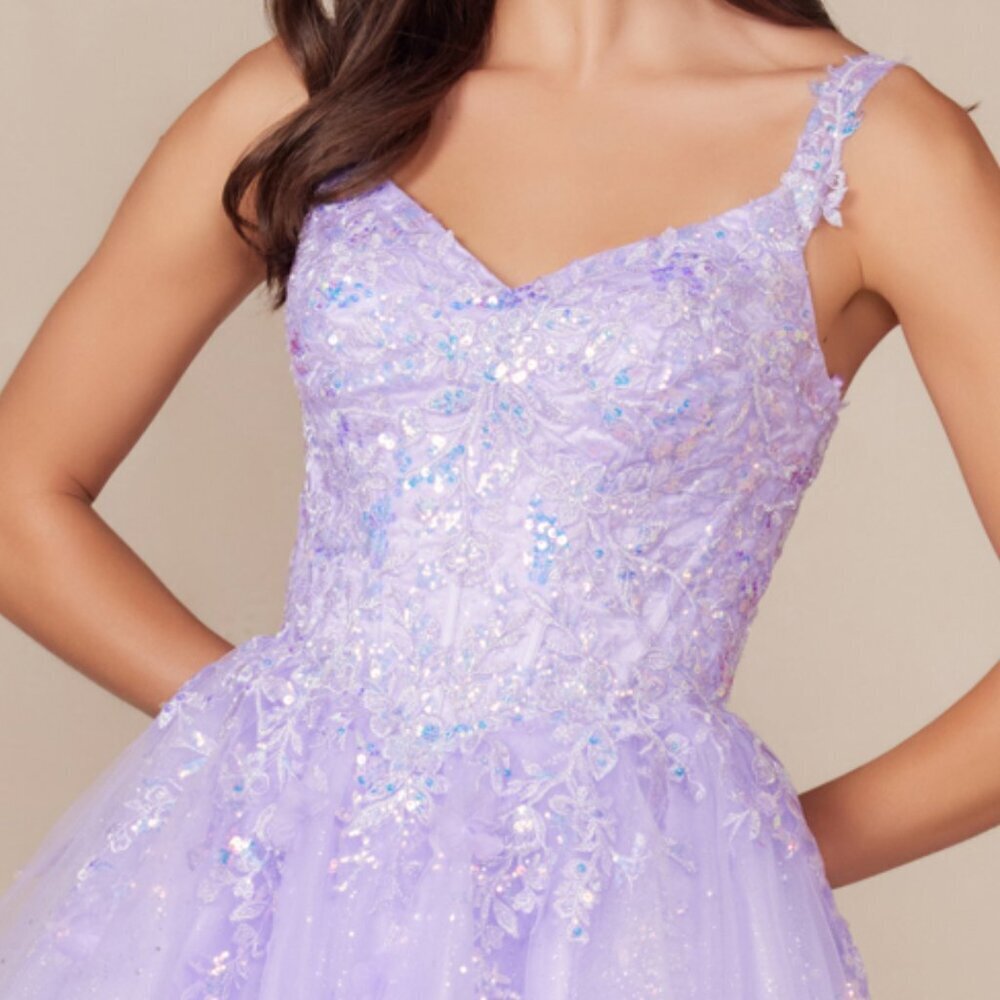 NEW FORMAL SEQUIN EMBELLISHED COCKTAIL DRESS W/ LACE UP BACK & V-NECK NX H846 - Picture 5 of 9